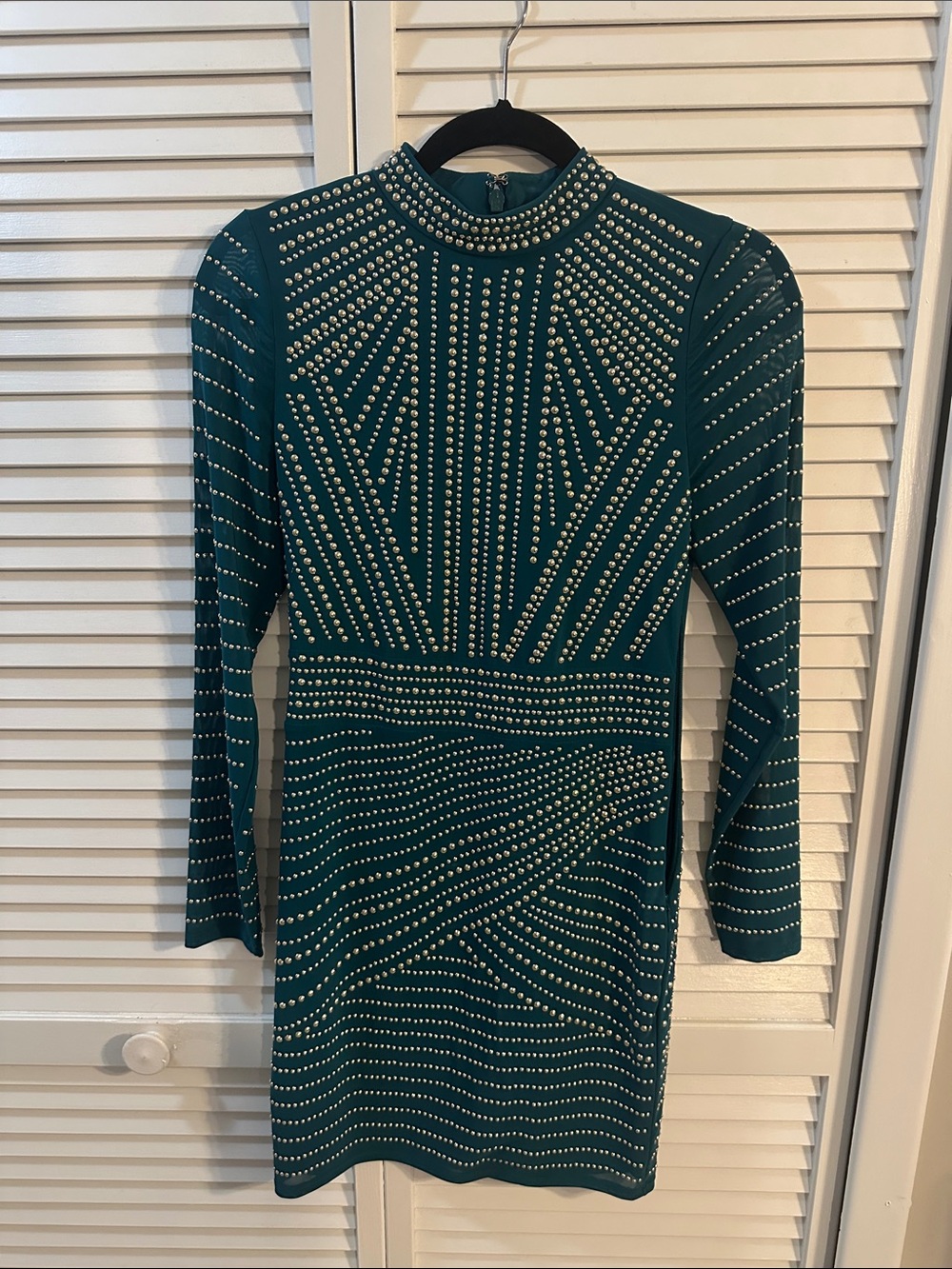 Guess by Marciano DeepGreen Long-Sleeve Studded Bodycon Dress